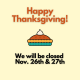 ABC & MMA Closed for Thanksgiving Holiday – November 26 & 27