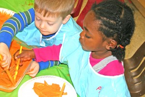Preschoolers create art