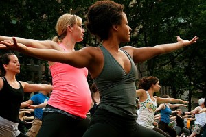 Women doing yoga