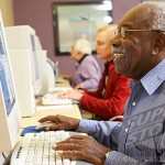 Senior man using computer