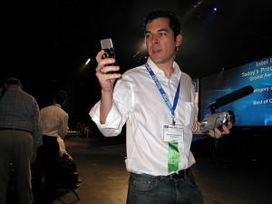 Man takes with two cameras